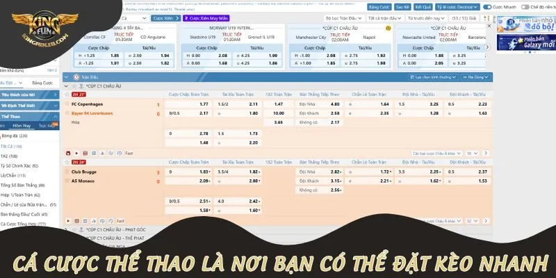 Cá cược thể thao là nơi bạn có thể đặt kèo nhanh với tỷ lệ hấp dẫn