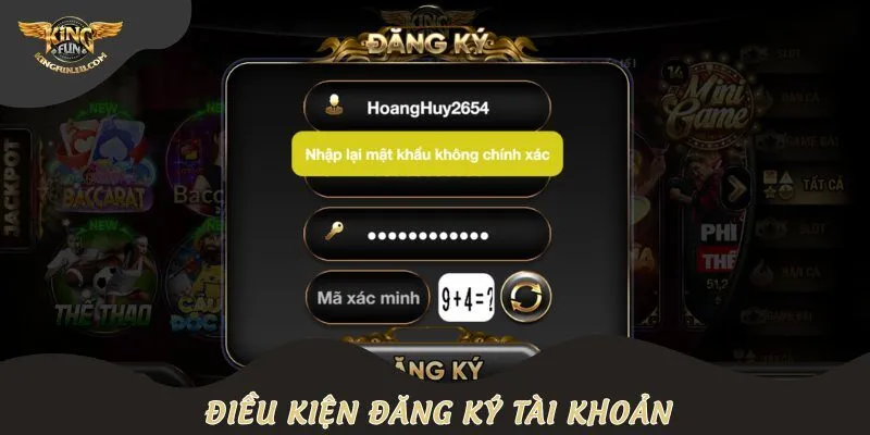 Điều kiện đăng ký tài khoản