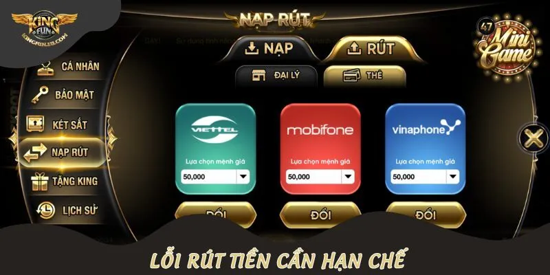 Lỗi rút tiền cần hạn chế